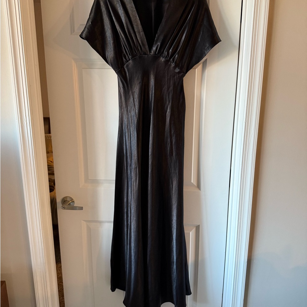 Free People Black Satin Formal Dress